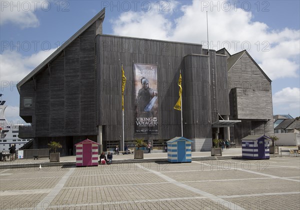 Advert for Viking Voyager exhibition at the National Maritime museum Cornwall, England, UK