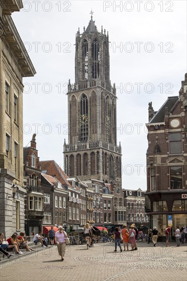 Famous fourteenth century Dom church tower in city of Utrecht, Netherlands