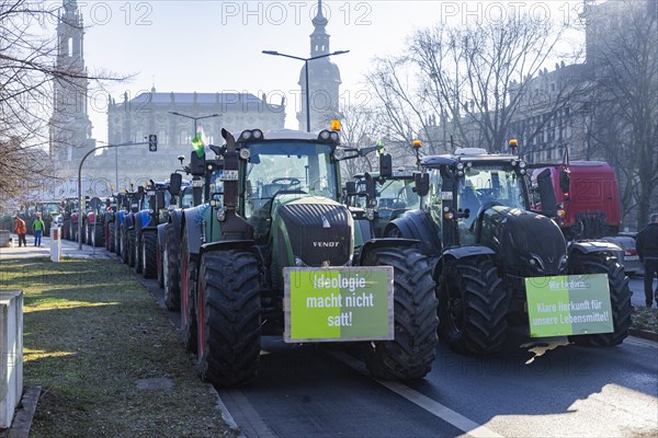 Farmers' protest action, Dresden, Saxony, Germany, Europe