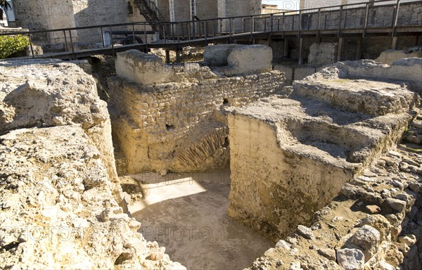 Archaeological excavations of ancient buildings in the Alcazar, Jerez de la Frontera, Spain, Europe