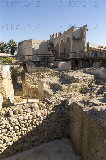 Archaeological excavations of ancient buildings in the Alcazar, Jerez de la Frontera, Spain, Europe