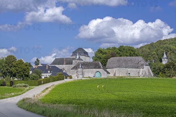 Roly Castle, Chateau-ferme de Roly, fortified farmhouse in the municipality of Philippeville, province of Namur, Ardennes, Wallonia, Belgium, Europe