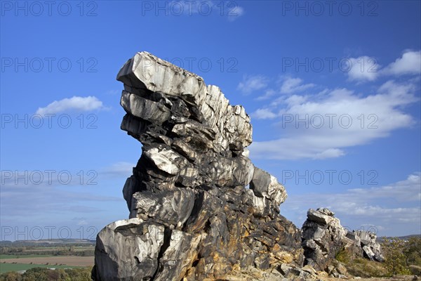 The Mittelsteine near Weddersleben, part of the Teufelsmauer, Devil's Wall, sandstone rock formation in the Harz, Saxony-Anhalt, Germany, Europe