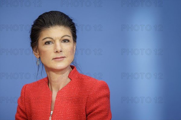 Dr Sahra Wagenknecht, Member of the Bundestag, recorded at the Federal Press Conference on the founding of the Sahra Wagenknecht Alliance, Reason and Justice party and proposal of the European top candidates, in Berlin, 8 January 2024