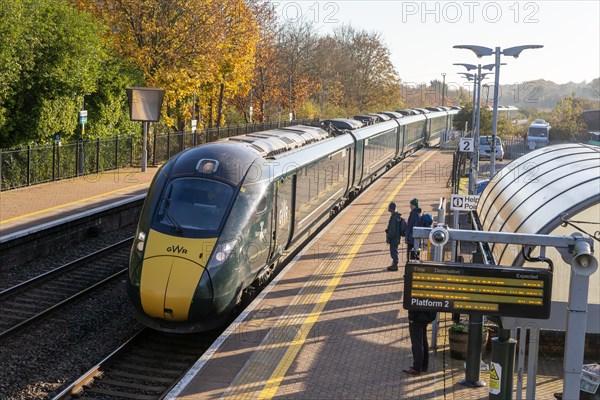 GWR Great Western Railway Class 800 series Hitachi InterCity Express train, Hungerford railway station, Berkshire, England, UK