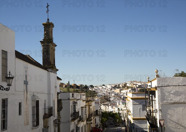 View over buildings in the village of Arcos de la Frontera, Cadiz province, Spain, Europe