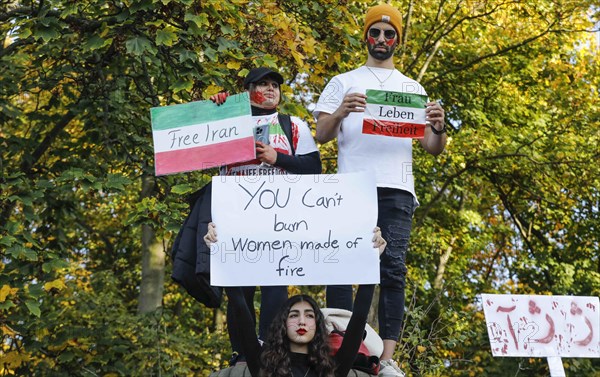 Thousands of Iranians demonstrate in Berlin to support the protests in Iran. The demonstration was called by the Woman Life Freedom Collective, Berlin, 22.10.2022