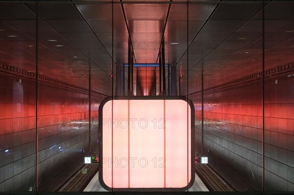 Hafencity University underground station, coloured light containers, Hanseatic City of Hamburg, Hamburg, Germany, Europe