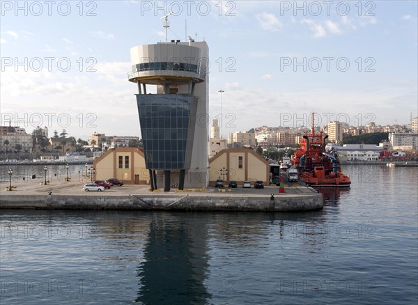 Port authority building at harbour entrance, Ceuta, Spanish territory in north Africa, Spain, Europe