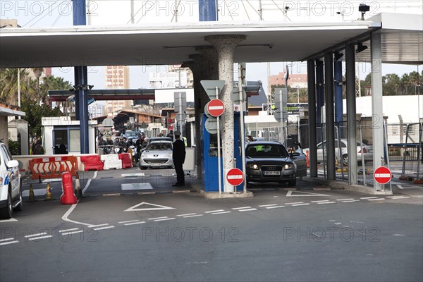 Customs at the border between Spain and Gibraltar, British overseas territory in southern Europe