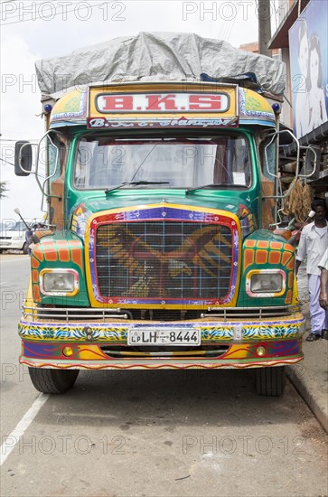 Brightly decorated lorry town of Haputale, Badulla District, Uva Province, Sri Lanka, Asia