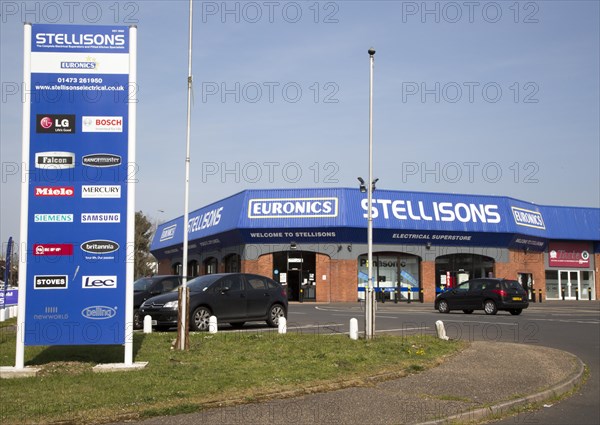 Stellisons Euronics electrical superstore shop in central Ipswich, Suffolk, England, UK