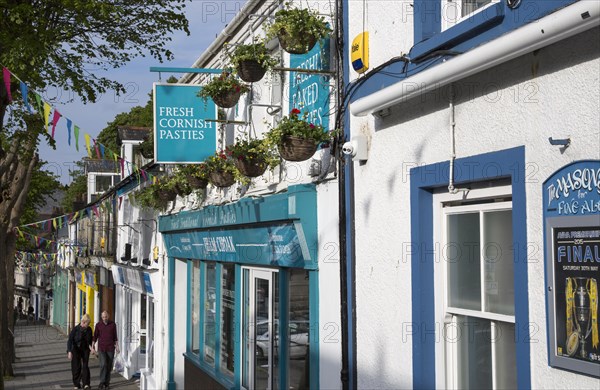 Shopping street in Falmouth, Cornwall, England, UK