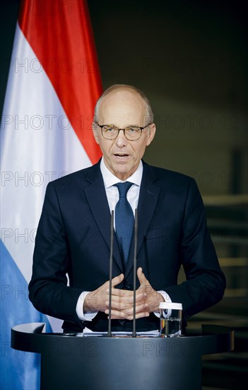 Luc Frieden, Prime Minister of the Grand Duchy of Luxembourg, recorded at a press conference after talks with Federal Chancellor Olaf Scholz at the Federal Chancellery in Berlin, 8 January 2024