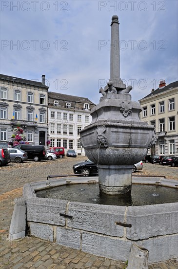 Pillory at the square place Saint-Remacle at Stavelot, Ardennes, Belgium, Europe