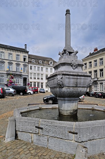Pillory at the square place Saint-Remacle at Stavelot, Ardennes, Belgium, Europe