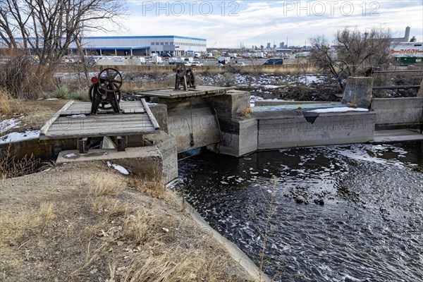 Denver, Colorado, Gates used to control the flow of water into canals above Clear Creek
