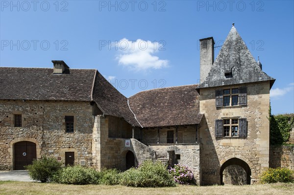 Entrance gate of the Chateau d'Excideuil, medieval castle in Excideuil, Dordogne, Aquitaine, France, Europe