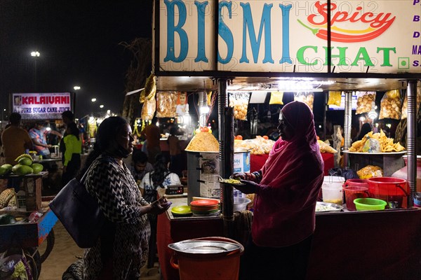 Food stall, Marina Beach, Chennai, Tamil Nadu, India, Asia