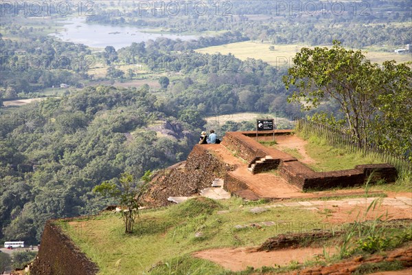 Buildings of rock palace fortress on rock summit, Sigiriya, Central Province, Sri Lanka, Asia