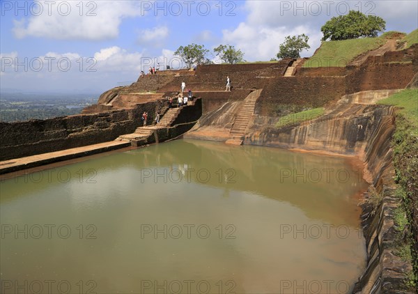 Bathing pool in rock palace fortress on rock summit, Sigiriya, Central Province, Sri Lanka, Asia