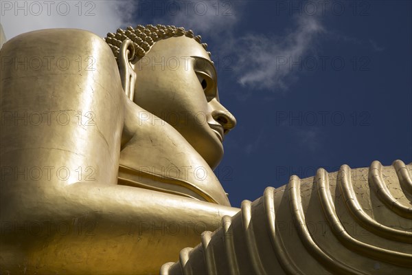 Giant Golden Buddha statue at Dambulla cave temple complex, Sri Lanka, Asia