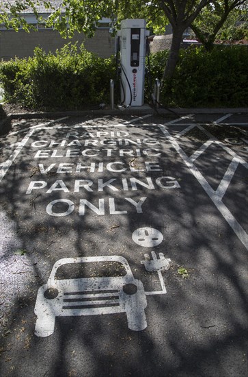 Rapid charging electric vehicle parking only, England, UK