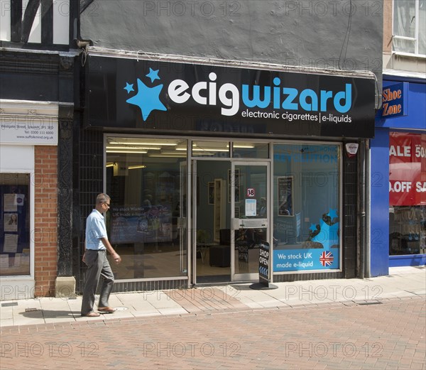 Specialist e-cigarettes and e-liquids shop in central Ipswich, Suffolk, England, UK