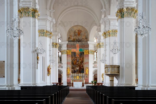 Church of the Jesuits, White interior, Heidelberg, Baden Wurttemberg, Germany, Europe