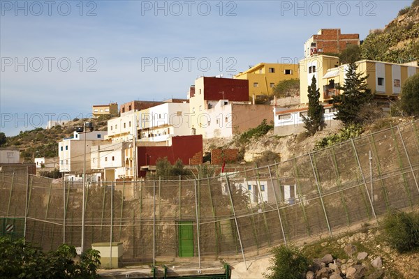 High security fences separate the Spanish exclave of Melilla, Spain from Morocco, north Africa, January 2015