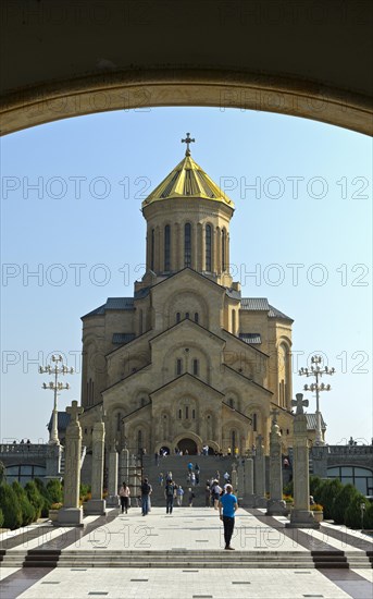 Sameba Cathedral, Holy Trinity Church, west facade, in the Avlabari district, Tbilisi, Tbilisi, Georgia, Asia