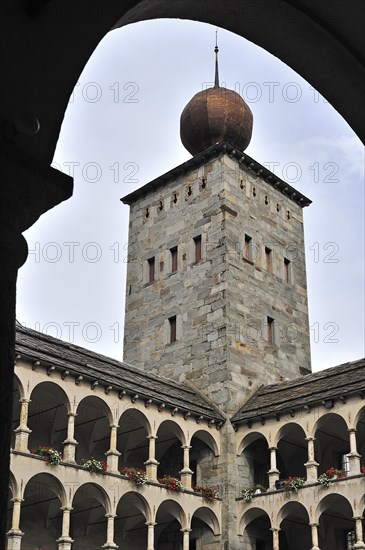 The Stockalper Palace, Stockalperpalast, castle at Brig, Brig-Glis in the Swiss Alps, Valais, Wallis, Switzerland, Europe