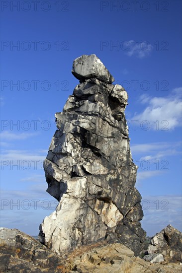 The Mittelsteine near Weddersleben, part of the Teufelsmauer, Devil's Wall, sandstone rock formation in the Harz, Saxony-Anhalt, Germany, Europe