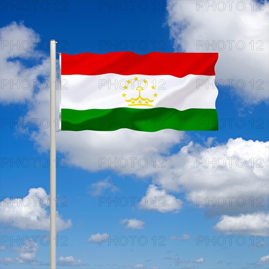 The flag of Tajikistan, country in Central Asia, Studio