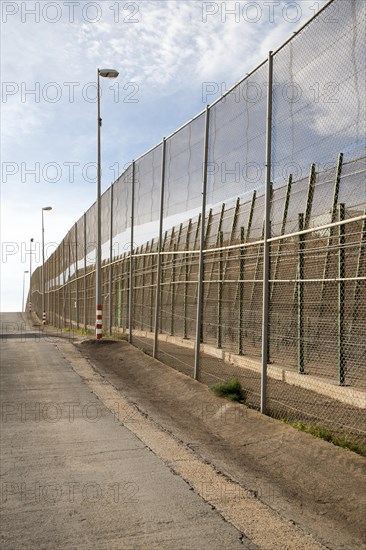 High security fences separate the Spanish exclave of Melilla, Spain from Morocco, north Africa, January 2015