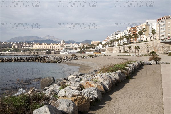 Sandy beach Calle Independencia, Ceuta, Spanish territory in north Africa, Spain, Europe