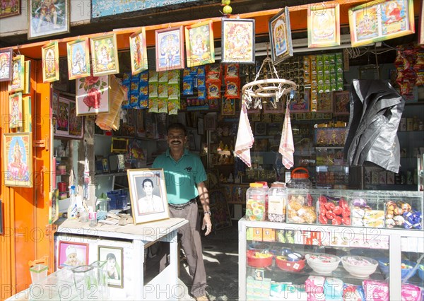 Smiling shopkeeper, Haputale, Badulla District, Uva Province, Sri Lanka, Asia