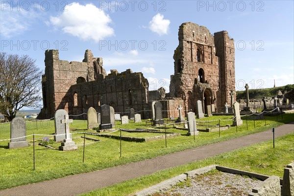 Ruins of Lindisfarne Priory, Holy Island, Northumberland, England, UK