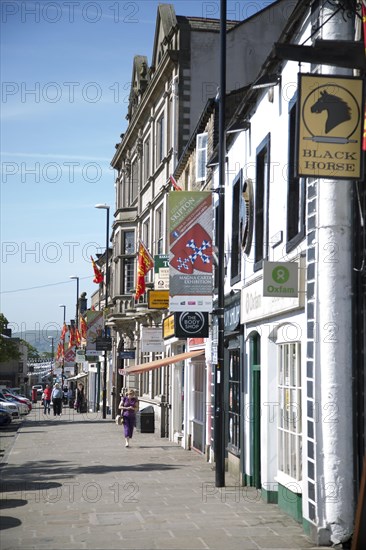 Shopping street, High Street, Skipton, North Yorkshire, England, UK