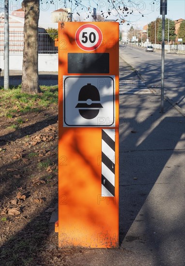 Speed camera and sign