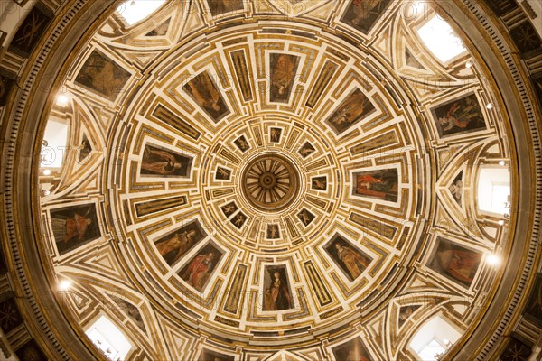 Baroque church with its beautifully decorated dome, Iglesia Santo Cristo de la Salud, Malaga, Spain, Europe