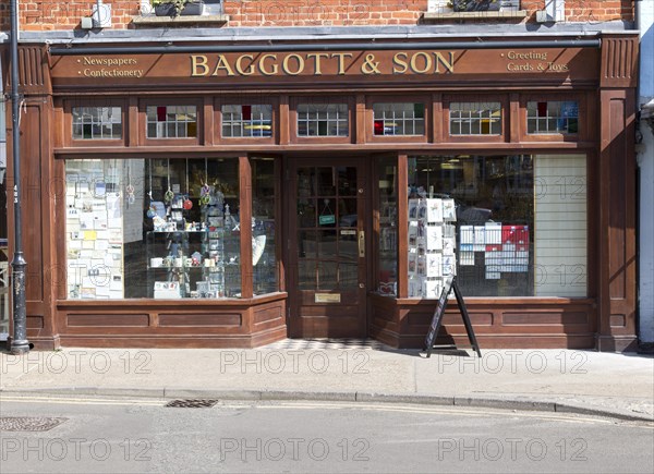Traditional newsagent shop, Aldeburgh, Suffolk, England, UK