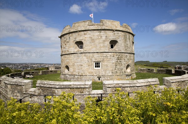 Historic buildings at Pendennis Castle, Falmouth, Cornwall, England, UK