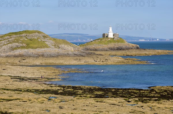 Lighthouse at Mumbles Head, Gower peninsula, near Swansea, South Wales, UK