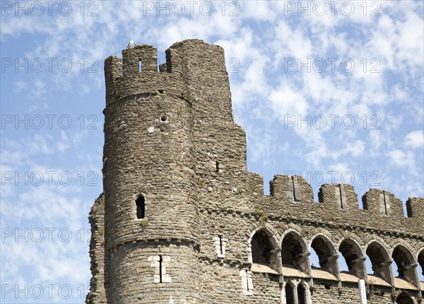 Castle tower and walls, Swansea, West Glamorgan, South Wales, UK