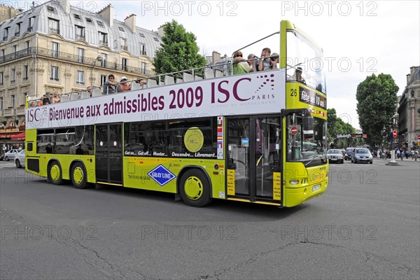 Sightseeing tour by open-top bus, Paris, France, Europe