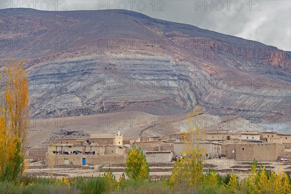 Little rural village with adobe houses in the High Atlas Mountains, Midelt Province, Draa-Tafilalet Region, Central Morocco