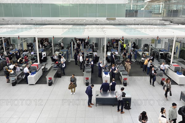 Passenger and hand baggage security check Terminal 2 Munich Airport Franz Josef Strauss, Munich, Bavaria, Germany, Europe