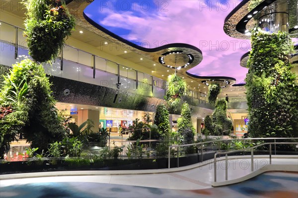 Interior view of Terminal 2, dreamscape with immersive garden and digital sky, Changi Airport Singapore, Singapore, Asia