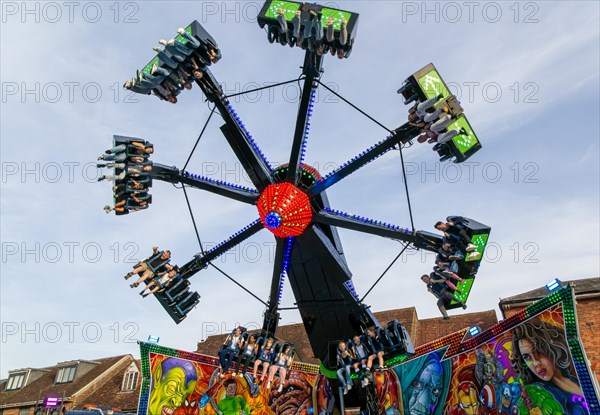 Mops fair fairground, High Street, Marlbrough, Wiltshire, England, UK October 7th 2023